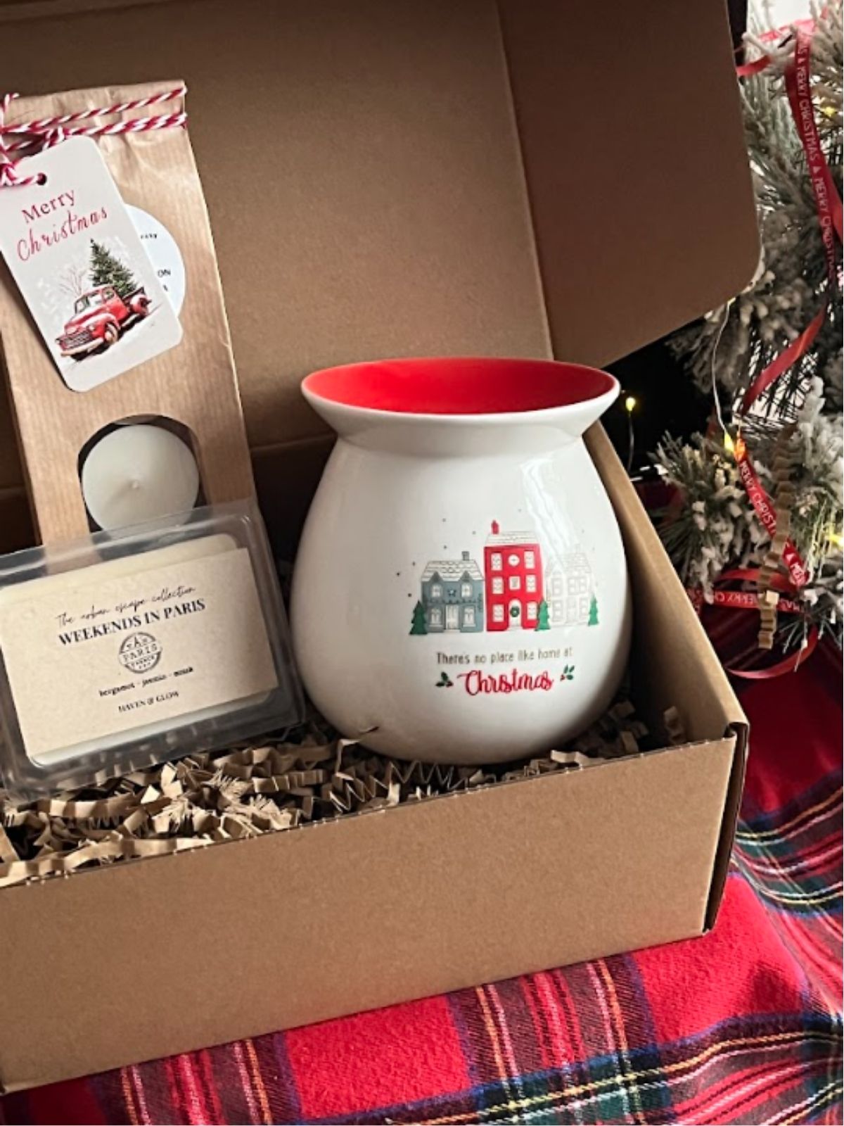 Kerstcadeaubox met waxmeltbrander, theelichtje en waxmelts - Paris